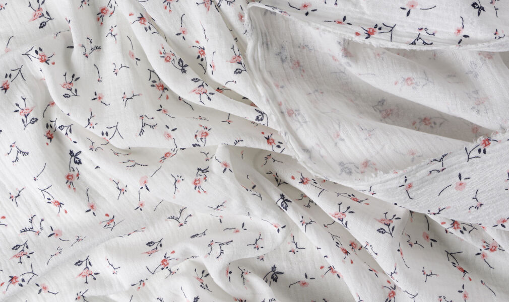 Muślin bawełniany double gauze kwiat jabłoni 1