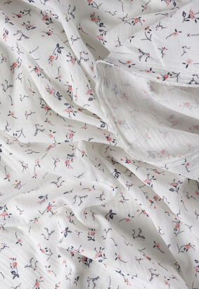 Muślin bawełniany double gauze kwiat jabłoni 1